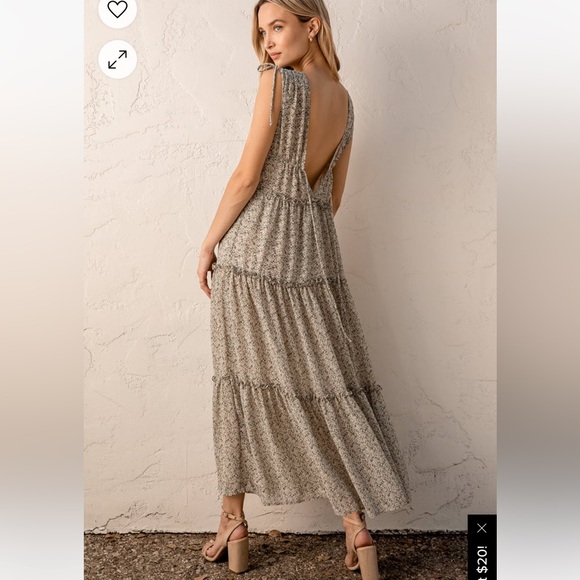 Lulus Wandering Wistfully Cream Floral Print Tiered Maxi Dress Medium - Picture 3 of 13